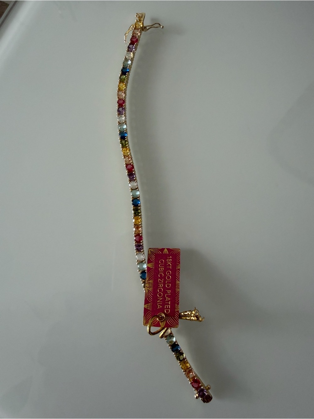 Colorful Cubic Zirconia 18k Gold-Plated tennis Bracelet